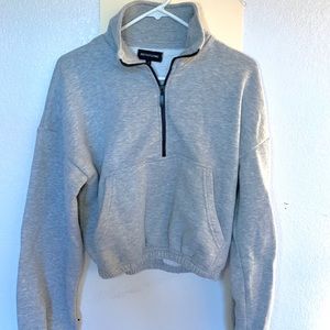 Cropped PLT grey quarter zip
